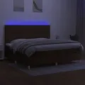 cadre de lit matelas et LED Marron foncé 200x200 cm