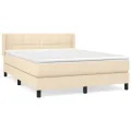 cadre de lit avec matelas Crème 140x200 cm Tissu