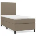 cadre de lit avec matelas Taupe 90x190 cm Tissu