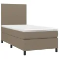 cadre de lit avec matelas Taupe 90x190 cm Tissu