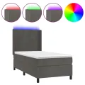 cadre de lit matelas LED Gris foncé 90x200cm Velours