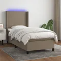 cadre de lit matelas et LED Taupe 90x190 cm Tissu