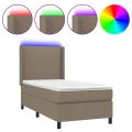 cadre de lit matelas et LED Taupe 90x190 cm Tissu