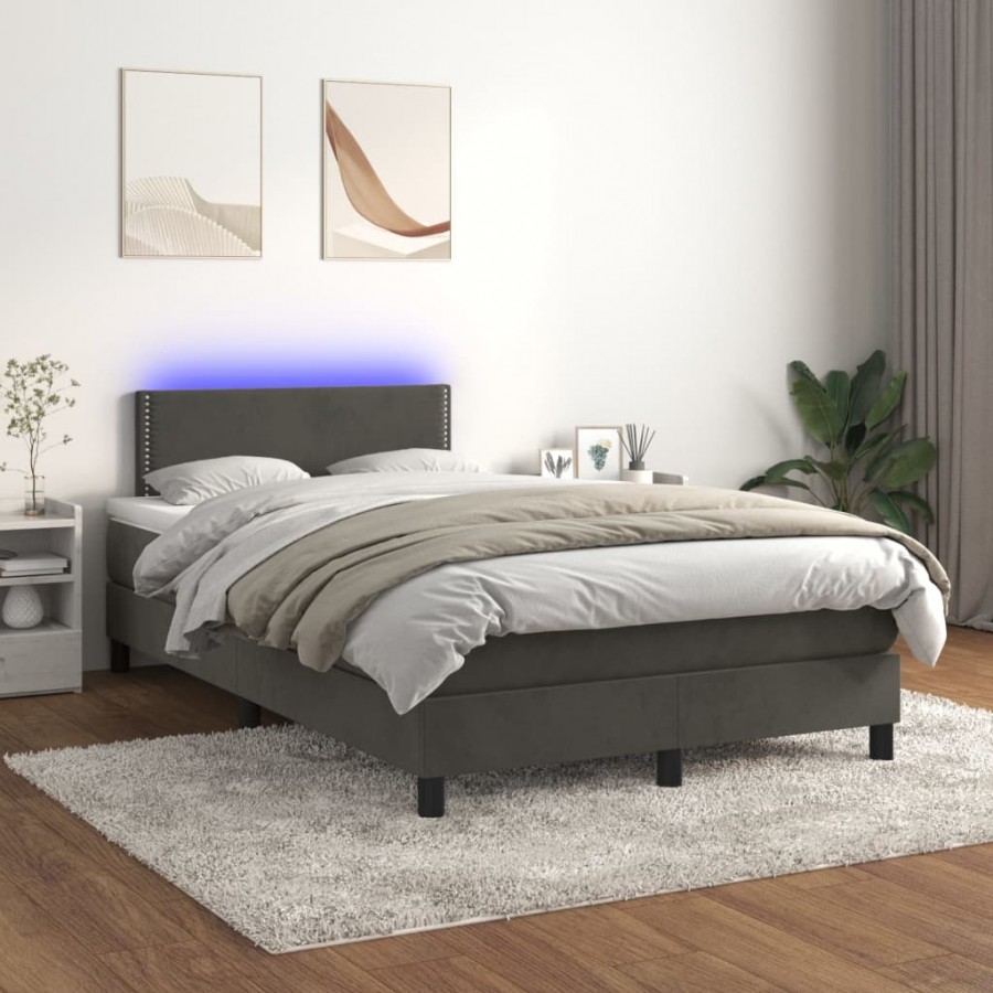 cadre de lit avec matelas LED Gris foncé 120x200 cm