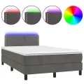 cadre de lit avec matelas LED Gris foncé 120x200 cm