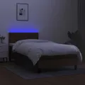 cadre de lit et matelas et LED Marron foncé 80x200cm
