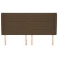Tête de lit avec oreilles Marron foncé 203x23x118/128 cm Tissu
