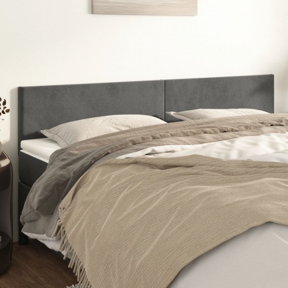 Têtes de lit 2 pcs Gris foncé 90x5x78/88 cm Velours