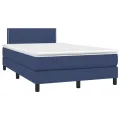 cadre de lit avec matelas Bleu 120x200 cm Tissu