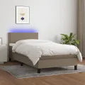 cadre de lit avec matelas LED Taupe 90x190 cm Tissu