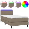 cadre de lit avec matelas LED Taupe 90x190 cm Tissu