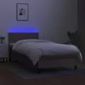 cadre de lit avec matelas LED Taupe 90x190 cm Tissu