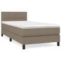 cadre de lit avec matelas Taupe 90x190 cm Tissu