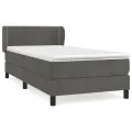 cadre de lit et matelas Gris foncé 90x190 cm Velours