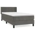 cadre de lit et matelas Gris foncé 90x190 cm Velours
