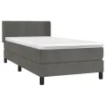 cadre de lit et matelas Gris foncé 90x190 cm Velours