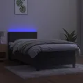 cadre de lit et matelas et LED Gris foncé 90x190 cm