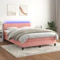 cadre de lit avec matelas et LED Rose 140x190 cm