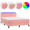 cadre de lit avec matelas et LED Rose 140x190 cm