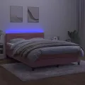 cadre de lit avec matelas et LED Rose 140x190 cm