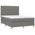cadre de lit avec matelas Gris foncé 140x200cm Tissu