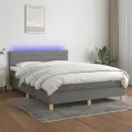 cadre de lit et matelas et LED Gris foncé 140x200 cm