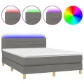 cadre de lit et matelas et LED Gris foncé 140x200 cm