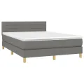 cadre de lit et matelas et LED Gris foncé 140x200 cm