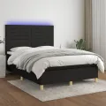 cadre de lit et matelas et LED Noir 140x200 cm Tissu