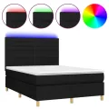 cadre de lit et matelas et LED Noir 140x200 cm Tissu
