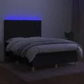 cadre de lit et matelas et LED Noir 140x200 cm Tissu