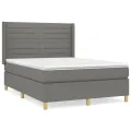 cadre de lit avec matelas Gris foncé 140x190cm Tissu