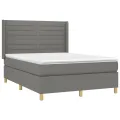 cadre de lit avec matelas Gris foncé 140x190cm Tissu