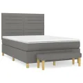 cadre de lit avec matelas Gris foncé 140x190cm Tissu