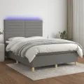 cadre de lit et matelas et LED Gris foncé 140x190 cm