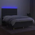 cadre de lit et matelas et LED Gris foncé 140x190 cm