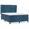 cadre de lit et matelas Bleu foncé 140x200cm Velours