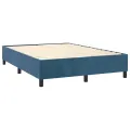 cadre de lit et matelas Bleu foncé 140x200cm Velours