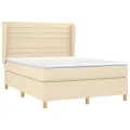 cadre de lit avec matelas Crème 140x200 cm Tissu