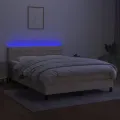 cadre de lit avec matelas LED Crème 140x200 cm Tissu