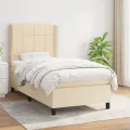 cadre de lit avec matelas Crème 80x200 cm Tissu