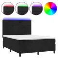 cadre de lit avec matelas LED Noir 140x200cm Velours