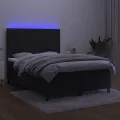 cadre de lit avec matelas LED Noir 140x200cm Velours