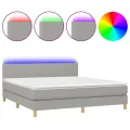 cadre de lit et matelas et LED Gris clair 180x200 cm
