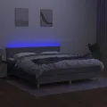 cadre de lit et matelas et LED Gris clair 180x200 cm