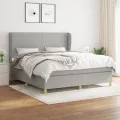 cadre de lit avec matelas Gris clair 180x200cm Tissu