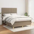 cadre de lit avec matelas Taupe 140x200 cm Tissu