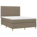 cadre de lit avec matelas Taupe 140x200 cm Tissu