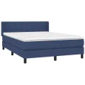 cadre de lit avec matelas Bleu 140x190 cm Tissu