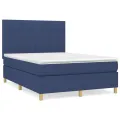 cadre de lit avec matelas Bleu 140x200 cm Tissu
